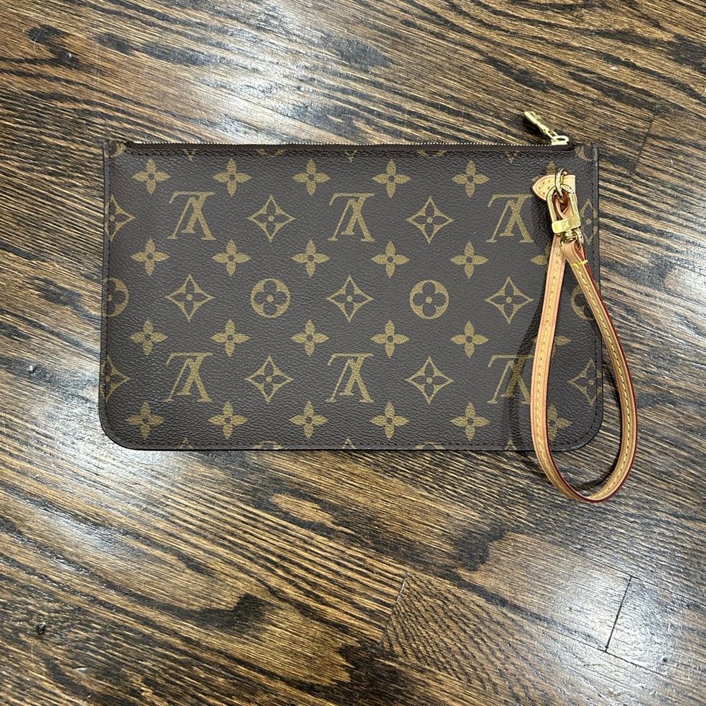 Louis Vuitton Brown and Tan Striped Pouch